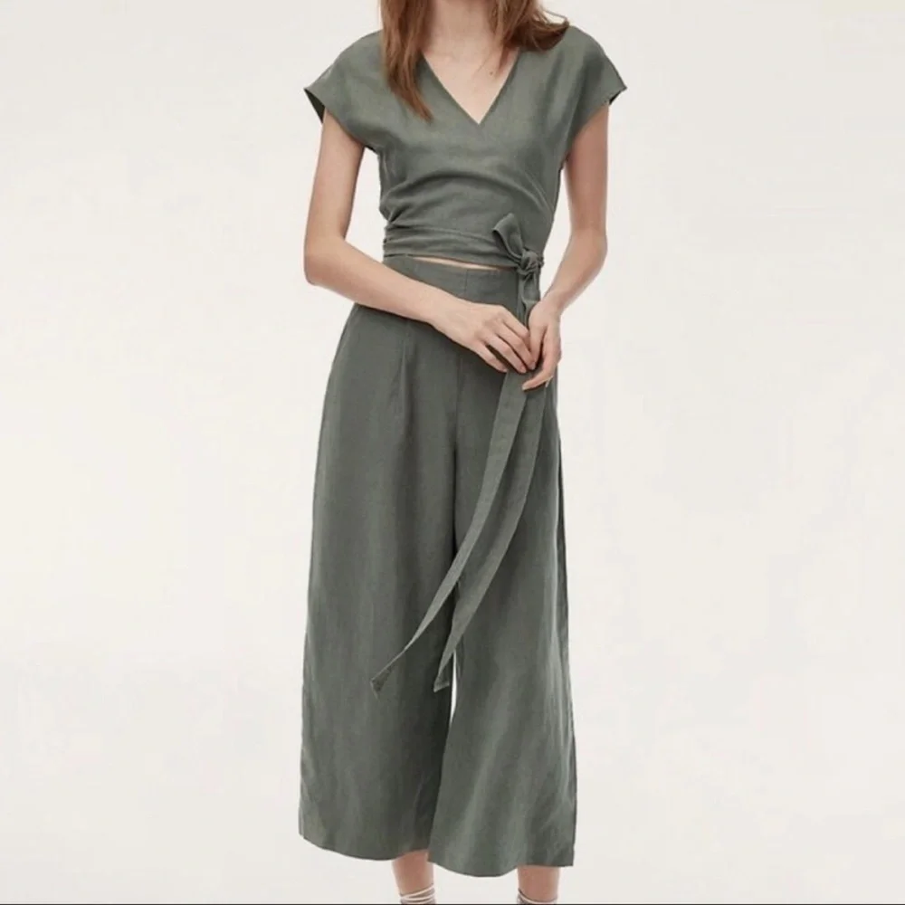 Aritzia Wilfred Brax Wrap Tie Back Jumpsuit Green Size 2
